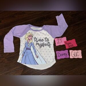 Disney Frozen Long Sleeve Kids Tee - Lavender and White